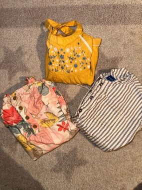 Toddler Girl Summer Bundle — 1 Top (18M) + 2 Rompers 12-18M / 18M